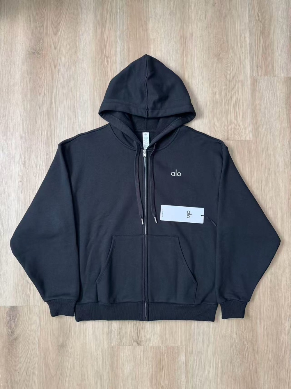 ALO Yoga Black Full-Zip Hoodie - Picture 1 of 5